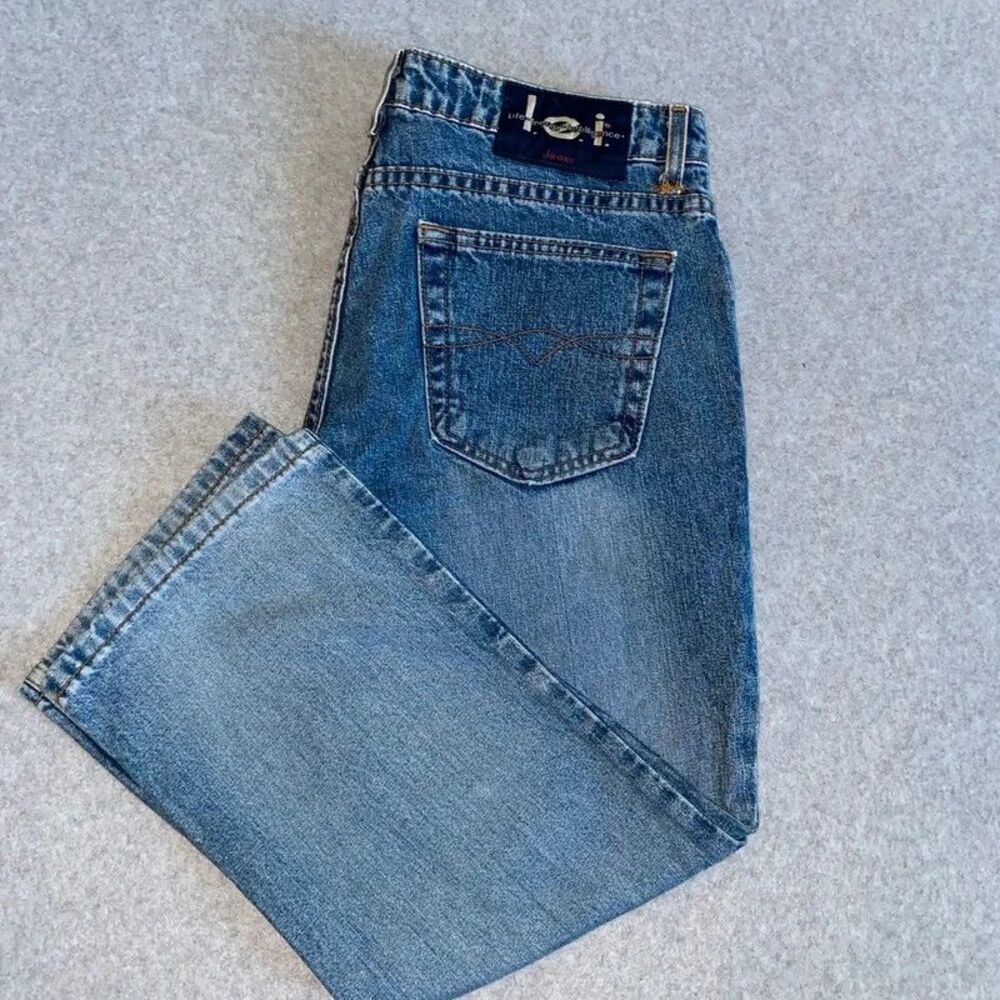 90s Y2K Vintage l.e.i. Womens 7 Crop Capri Jeans Blue Medium Wash Sz 28 mcbling